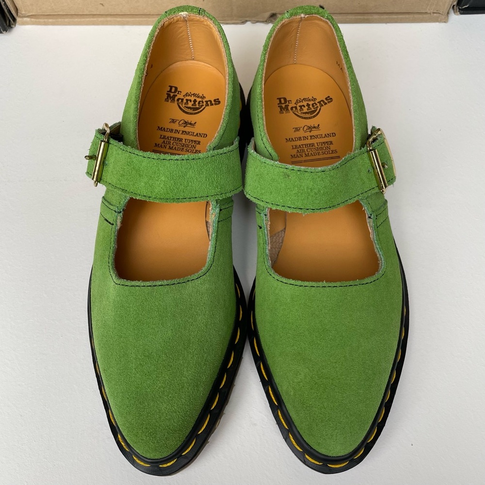 Vintage Dr. Martens England Green Suede Leather Point Toe Strap Mary Janes UK 4 - Picture 3 of 15